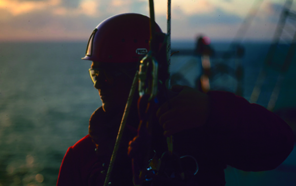 Close up of wind technician